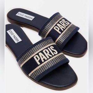 Steve Madden Knox Navy Slide Sandals 9.5